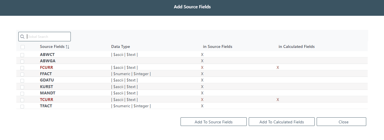 Catalog Source Fields