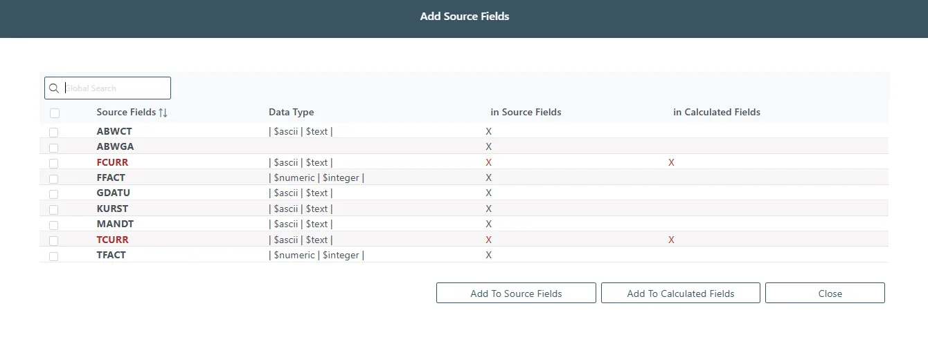 Catalog Source Fields
