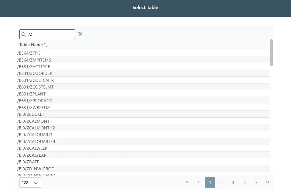 SAP Custom Tables
